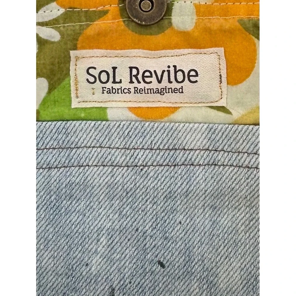 SoL Revibe Shoulder Bag Green Floral Upcycled Hand Towel Cloth Tassel